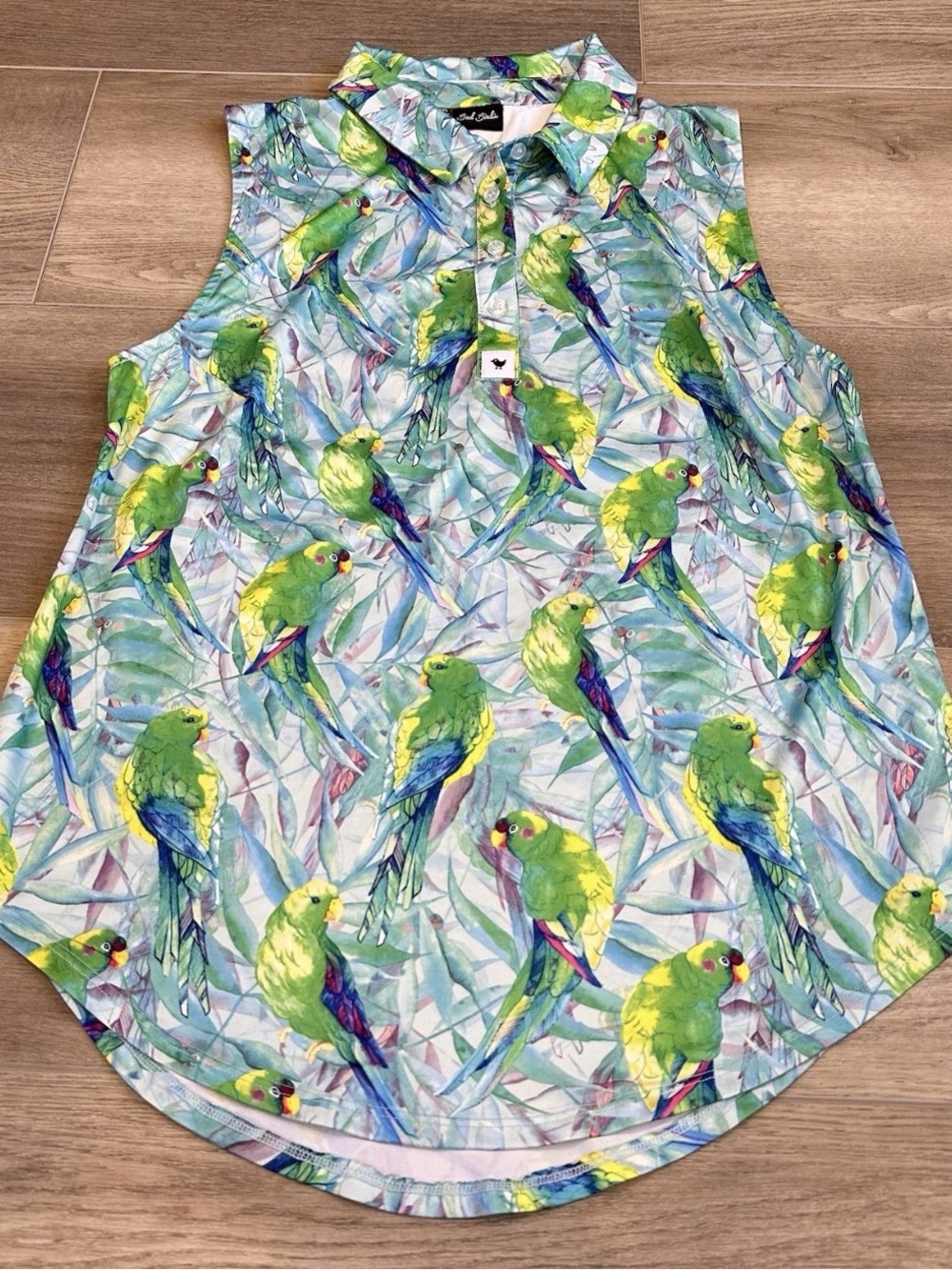 Bad Birdie Golf Tank Women’s Large Performance Parrot Tropical Sleeveless Polo